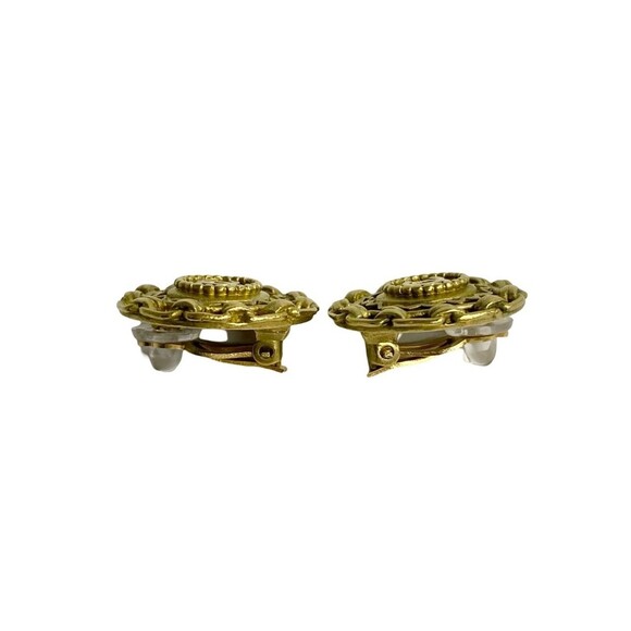 CHANEL Authentic Vintage Gold Logo Earrings